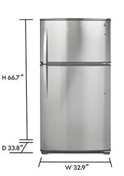 Kenmore Top-Freezer Refrigerator with Ice Maker and 21 Cubic Ft. Total Capacity, Stainless Steel